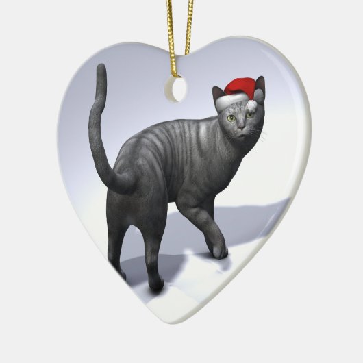 Xmas Silver Tabby Keramisch Ornament (Links)