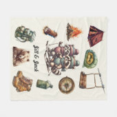 Xmas  Ski Paar Wasbeer Outdoor Off White Fleece Deken (Voorkant (Horizontaal))