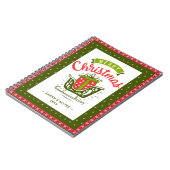 Xmas Sleigh Red Green Ribbon Snowflake Custom Text Notitieboek (Linkerzijde)