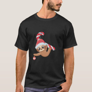 Xmas Sloth Candy Cane Schattige Merry Slothmas Ker T-shirt