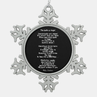 Xmas sneeuwvlokdecoratie/gedicht tin sneeuwvlok ornament