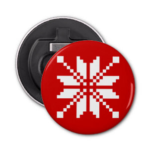 Xmas Snowflake-kerstpatroon Button Flesopener