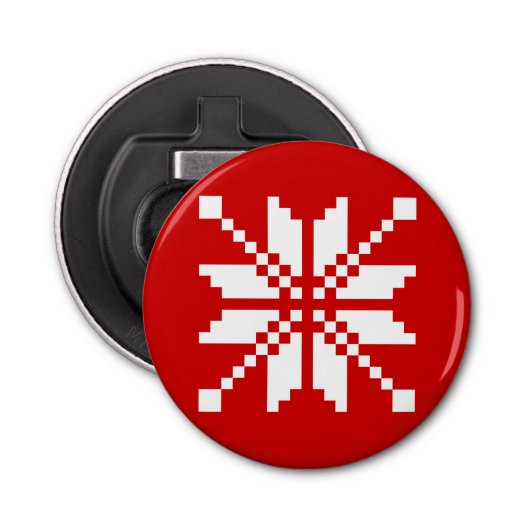 Xmas Snowflake-kerstpatroon Button Flesopener (Voorkant)