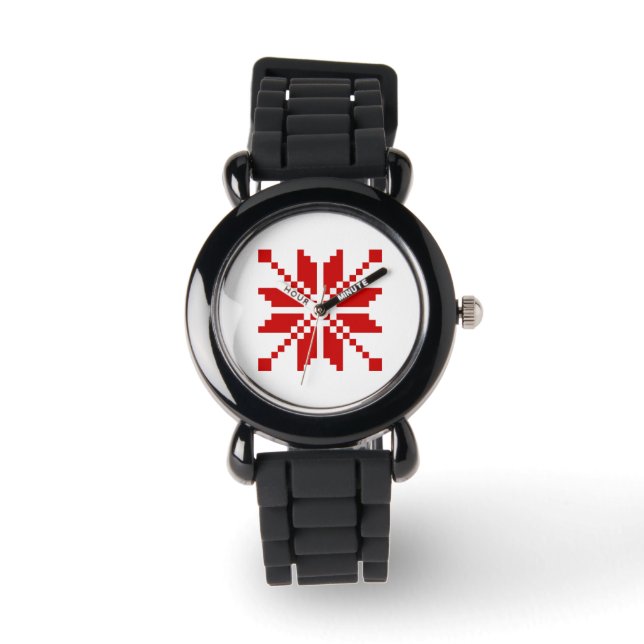 Xmas Snowflake-kerstpatroon Horloge (Voorkant)