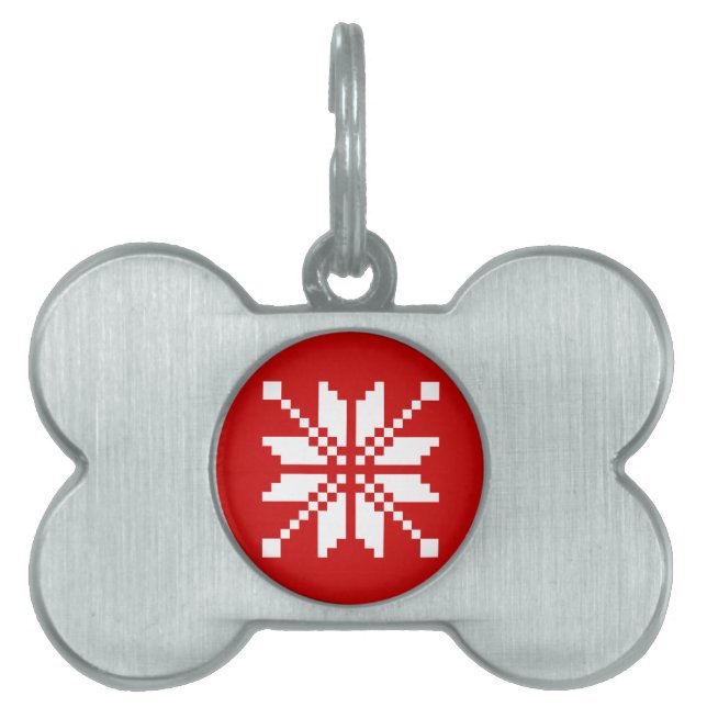 Xmas Snowflake-kerstpatroon Huisdieren Naamplaatje (voorkant)