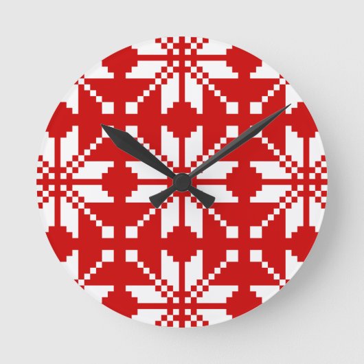 Xmas Snowflake-kerstpatroon Ronde Klok (Voorkant)