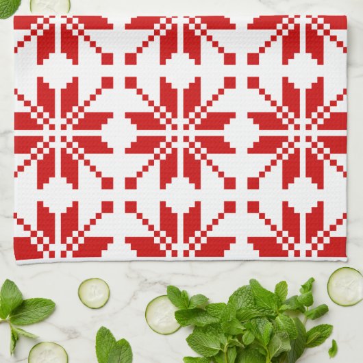 Xmas Snowflake-kerstpatroon Theedoek (Gevouwen)