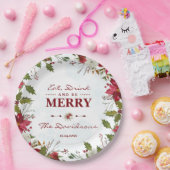 Xmas Snowflakes Poinsettia Eet Drink en wees vroli Papieren Bordje (Feest)