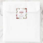 Xmas Snowflakes Poinsettia Eet Drink en wees vroli Vierkante Sticker (Tas)