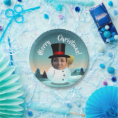 Xmas Snowman Gepersonaliseerd met jouw gezicht Papieren Bordje (Feest)