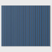 Xmas Snowy Triple Blue Vertical Stripes Cadeaupapier (Vlak)
