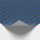 Xmas Snowy Triple Blue Vertical Stripes Cadeaupapier (Hoek)
