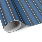 Xmas Snowy Triple Blue Vertical Stripes Cadeaupapier (Rol Hoek)
