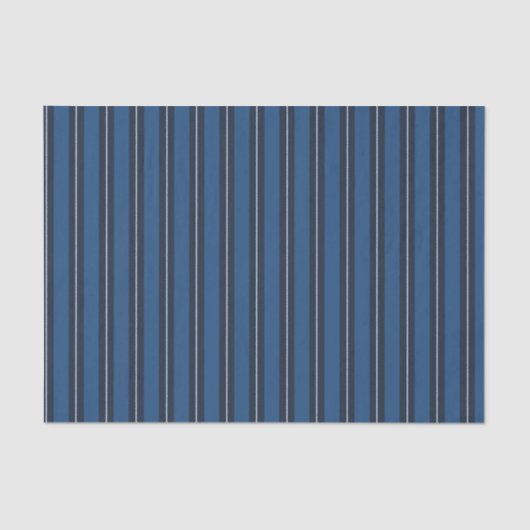 Xmas Snowy Triple Blue Vertical Stripes Tissuepapier (Voorkant)