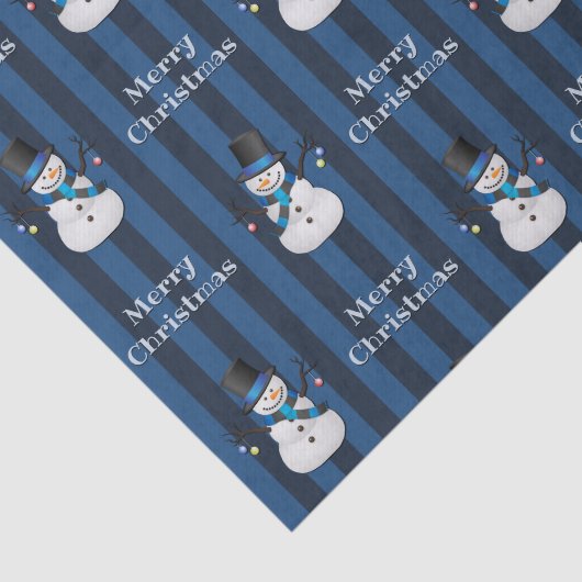 Xmas Snowy Vertical Striped Snowman Tissuepapier (Detail)