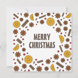 Xmas specerijen, kaneel, steranijs, oranje doodles kaart