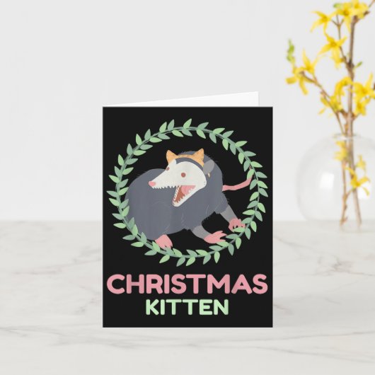Xmas Ssum Kitten - Creepy Cute Pastel Goth Christm Kaart (Gele Bloem)