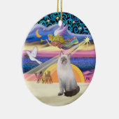 Xmas Star - Blauwe Crème Ragdoll kat Keramisch Ornament (Rechts)