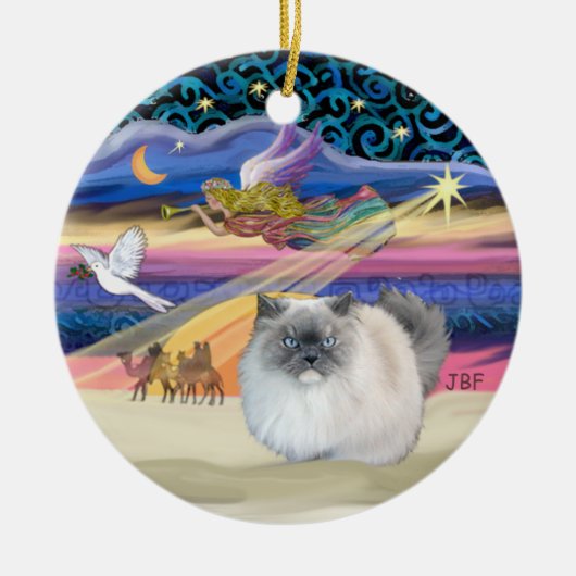 Xmas Star - Blauwe rook Himalaya kat Keramisch Ornament (Voorkant)