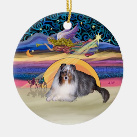 Xmas Star - Blue Merle Sheltie Keramisch Ornament (Voorkant)