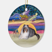 Xmas Star - Blue Merle Sheltie Keramisch Ornament (Links)