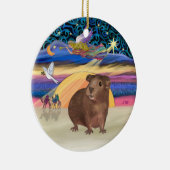 Xmas Star - Bruin Guinea Pig Keramisch Ornament (Rechts)