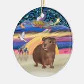 Xmas Star - Bruin Guinea Pig Keramisch Ornament (Links)