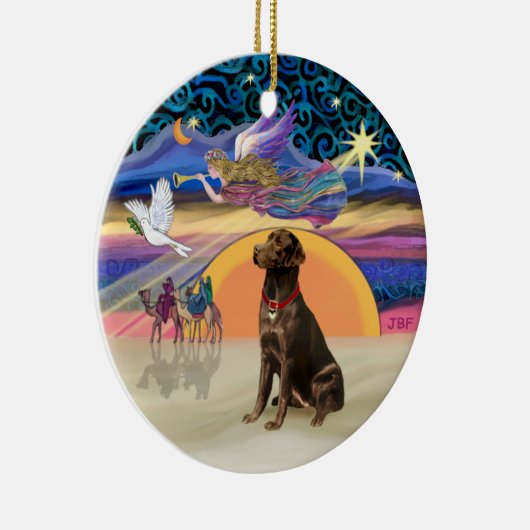 Xmas Star - Chocolate Labrador Keramisch Ornament (Rechts)