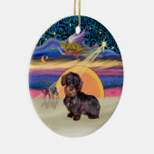 Xmas Star - Draadhaar teckel Keramisch Ornament (Rechts)