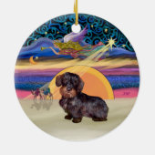 Xmas Star - Draadhaar teckel Keramisch Ornament (Achterkant)