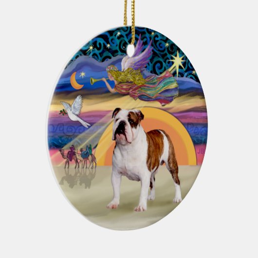 Xmas Star - Engelse Bulldog 5 Keramisch Ornament (Rechts)