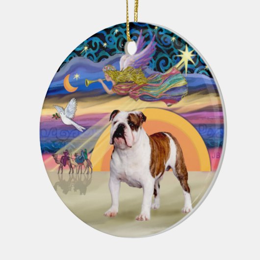 Xmas Star - Engelse Bulldog 5 Keramisch Ornament (Links)
