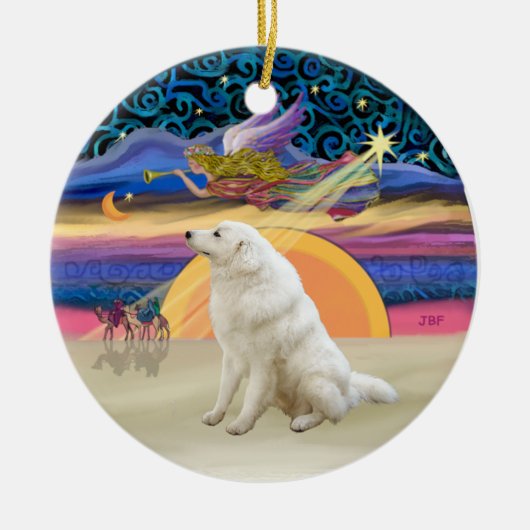 Xmas Star - Kuvasz #2 Keramisch Ornament (Voorkant)