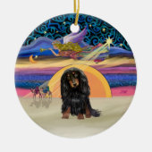 Xmas Star - langharige teckel (BT) Keramisch Ornament (Voorkant)