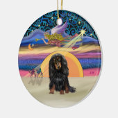 Xmas Star - langharige teckel (BT) Keramisch Ornament (Links)