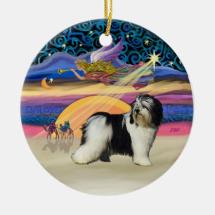 Xmas Star - Poolse Lowland herdershond (BW) Keramisch Ornament