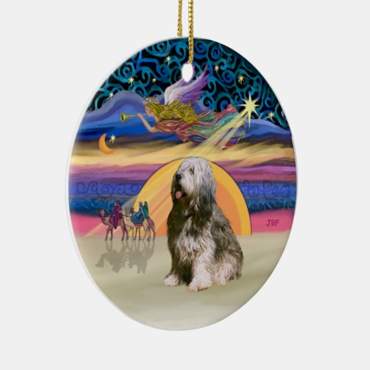 Xmas Star - Poolse Lowland Sheepdog 10 Keramisch Ornament (Rechts)