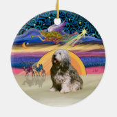 Xmas Star - Poolse Lowland Sheepdog 10 Keramisch Ornament (Achterkant)