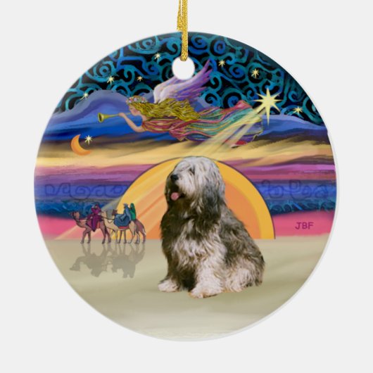 Xmas Star - Poolse Lowland Sheepdog 10 Keramisch Ornament (Achterkant)