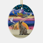 Xmas Star - Russische blauwe kat Keramisch Ornament (Rechts)