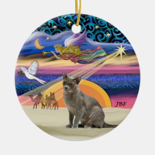 Xmas Star - Russische blauwe kat Keramisch Ornament (Voorkant)