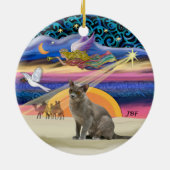 Xmas Star - Russische blauwe kat Keramisch Ornament (Achterkant)