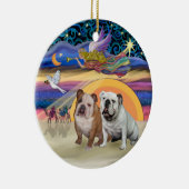 Xmas Star - Twee Engelse Bulldogs Keramisch Ornament (Rechts)