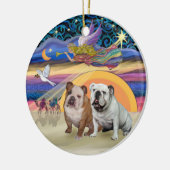 Xmas Star - Twee Engelse Bulldogs Keramisch Ornament (Links)