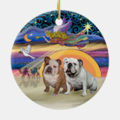 Xmas Star - Twee Engelse Bulldogs Keramisch Ornament (Achterkant)