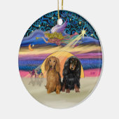 Xmas Star - Twee langharige teckels Keramisch Ornament (Links)