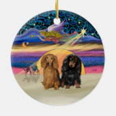 Xmas Star - Twee langharige teckels Keramisch Ornament (Achterkant)
