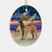 Xmas Star - Twee Windhonden Keramisch Ornament (Rechts)