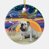Xmas Star - Witte Engelse Bulldog Keramisch Ornament (Voorkant)