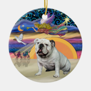 Xmas Star - Witte Engelse Bulldog Keramisch Ornament